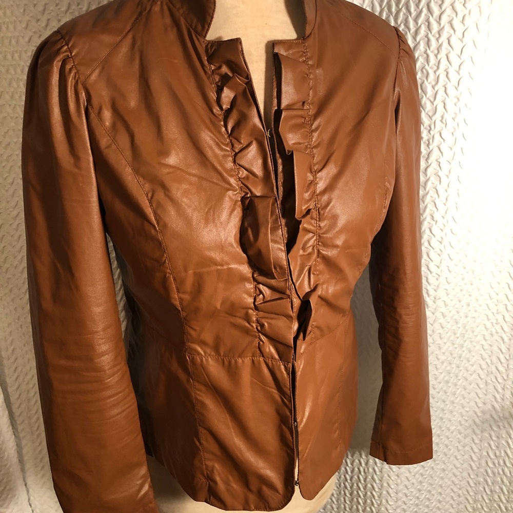 Baccini | Faux Leather Thin Brown Jacket